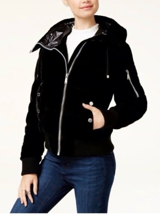 BCBGeneration Jackets & Blazers - BCBGeneration Women's Velvet Hooded Bomber Coat Jacket $249